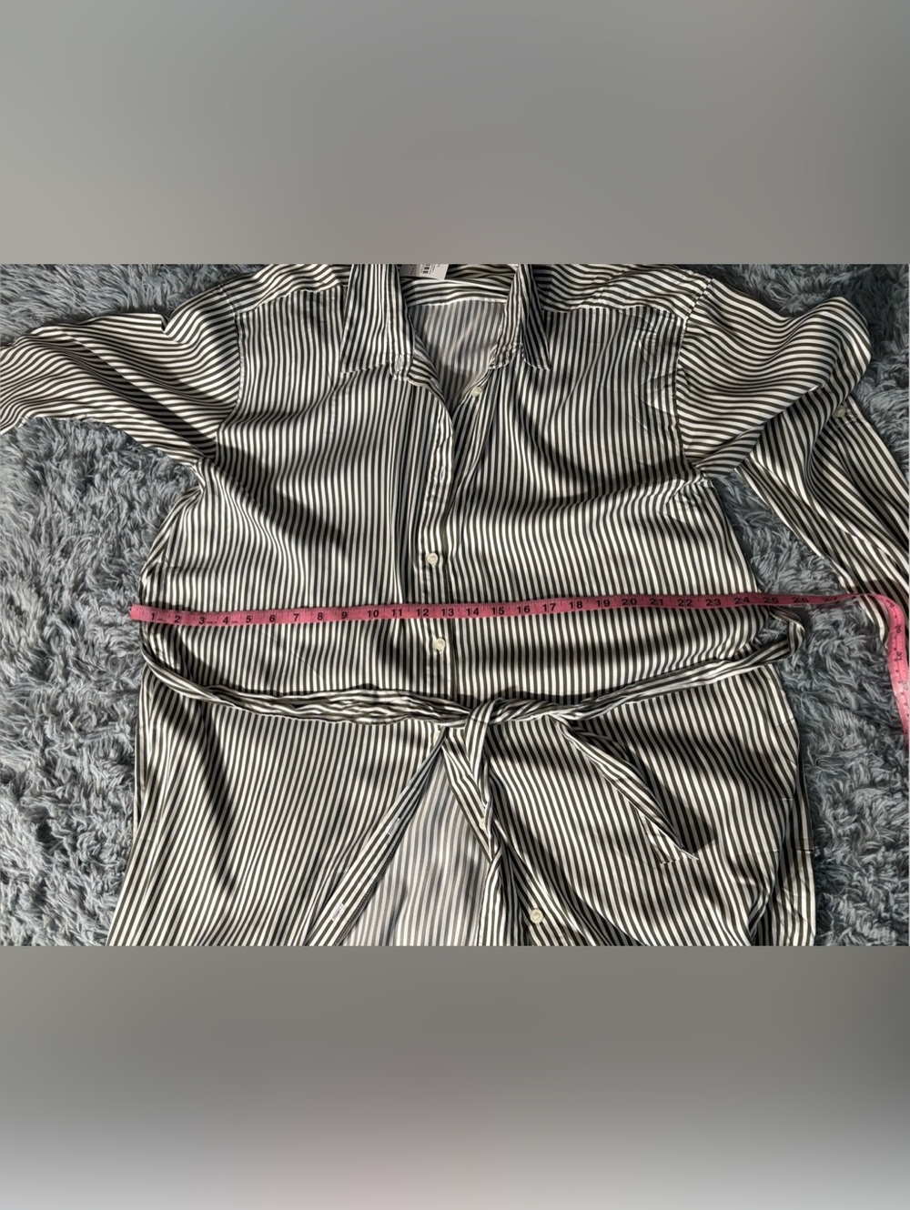 Ann Taylor Striped Midi Dress in Grey & White Size Large NWT - Picture 8 of 9